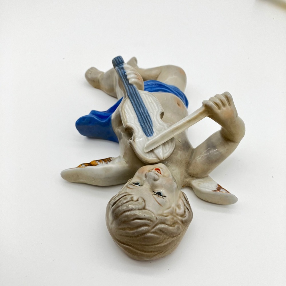 Vintage Goebel Hummel Ceramic Flying Cherub Wall Plaque Angel Violin AS IS - Picture 9 of 15
